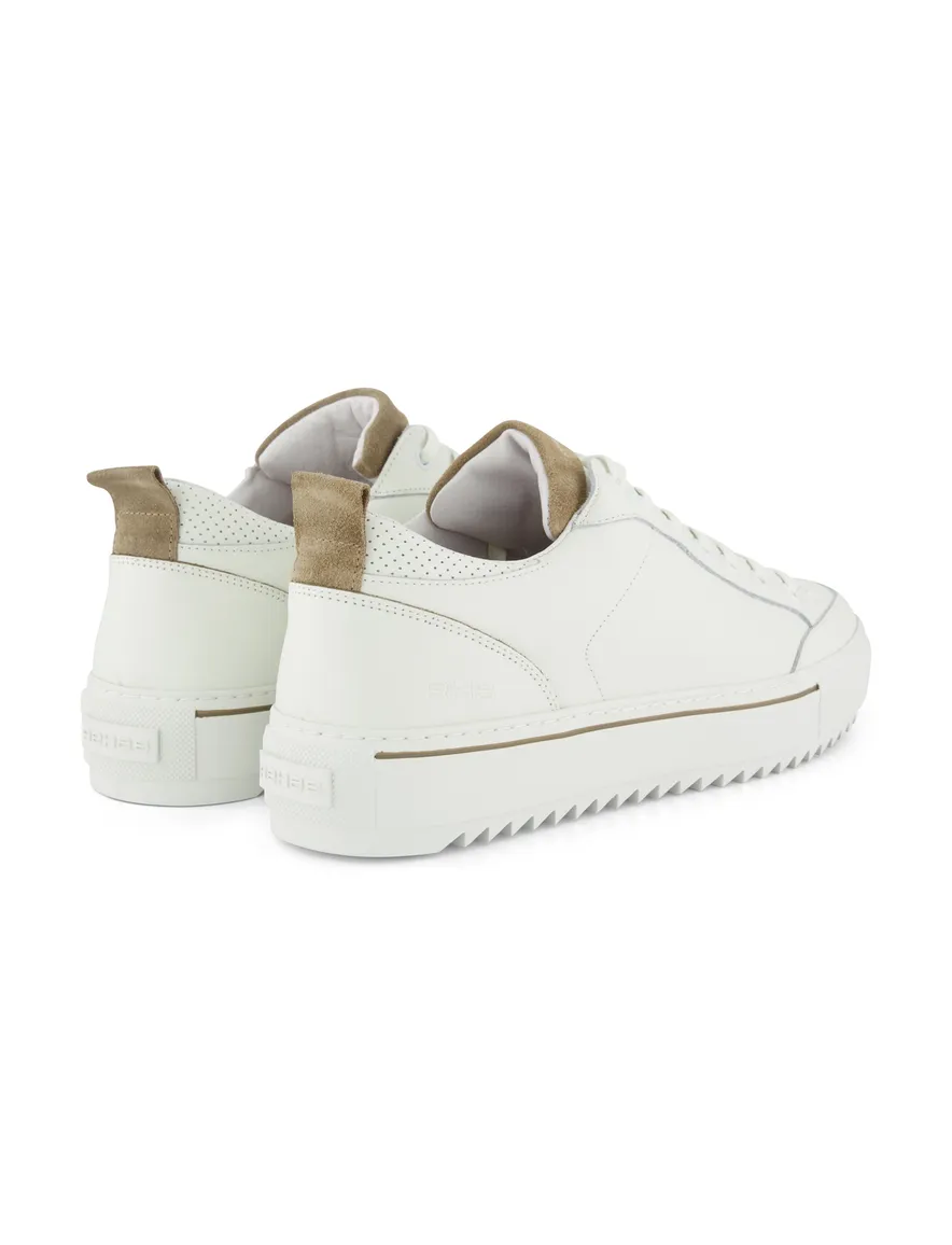 Rehab sneaker wit glad leer beige detail suede