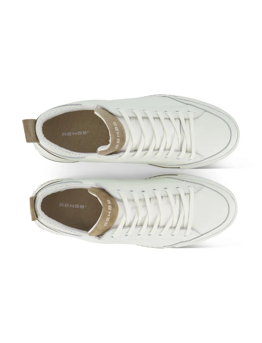 Rehab sneaker wit glad leer beige detail suede