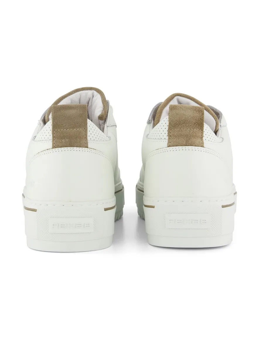 Rehab sneaker wit glad leer beige detail suede