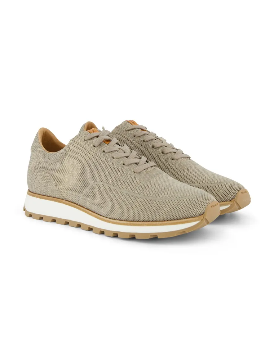 Rehab nette sneaker beige textiel witte zool
