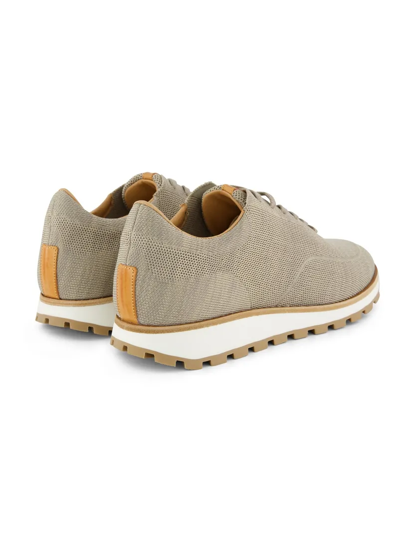 Beige sneaker Rehab textiel witte zool