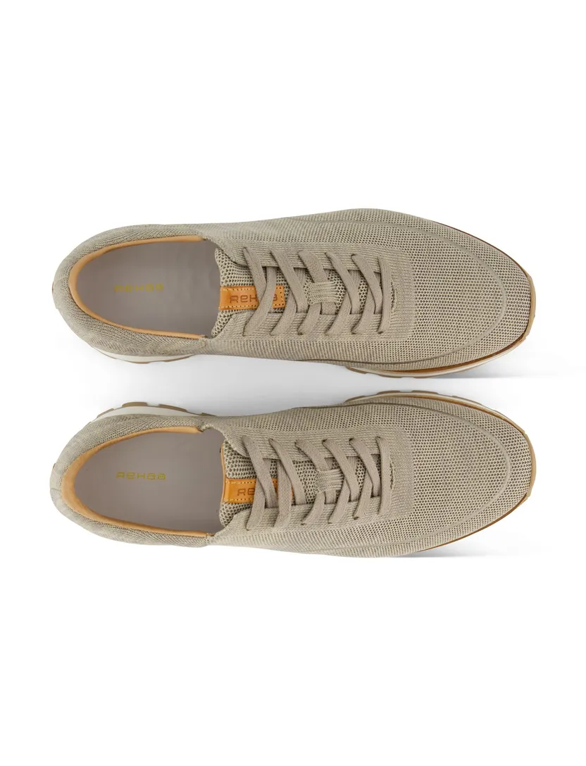 Beige sneaker Rehab textiel witte zool