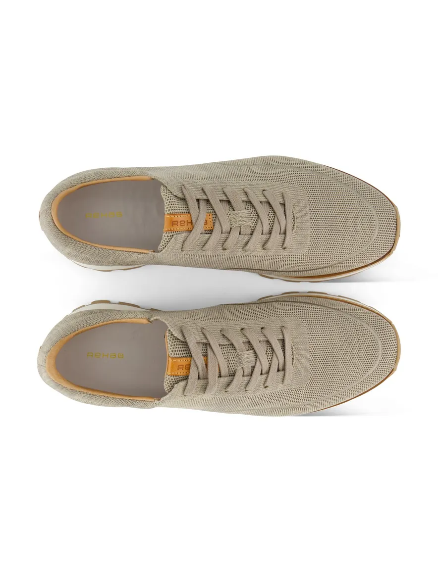 Rehab nette sneaker beige textiel witte zool