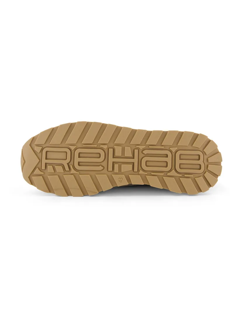 Beige sneaker Rehab textiel witte zool