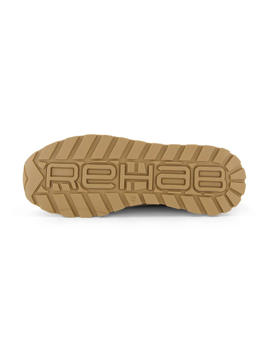 Rehab nette sneaker beige textiel witte zool