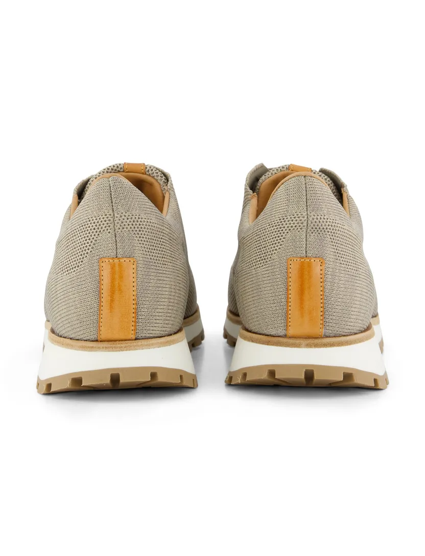 Beige sneaker Rehab textiel witte zool