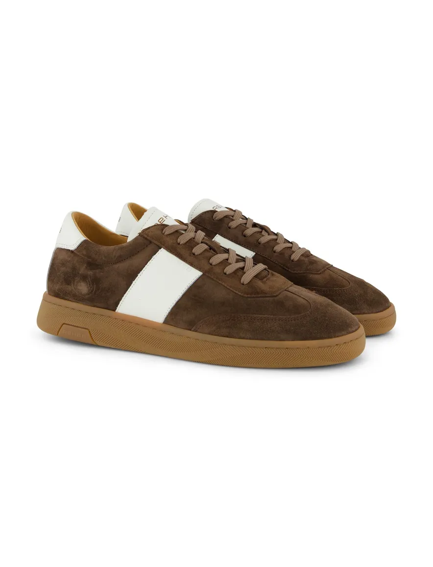 Donkerbruin sneaker Rehab wit leer