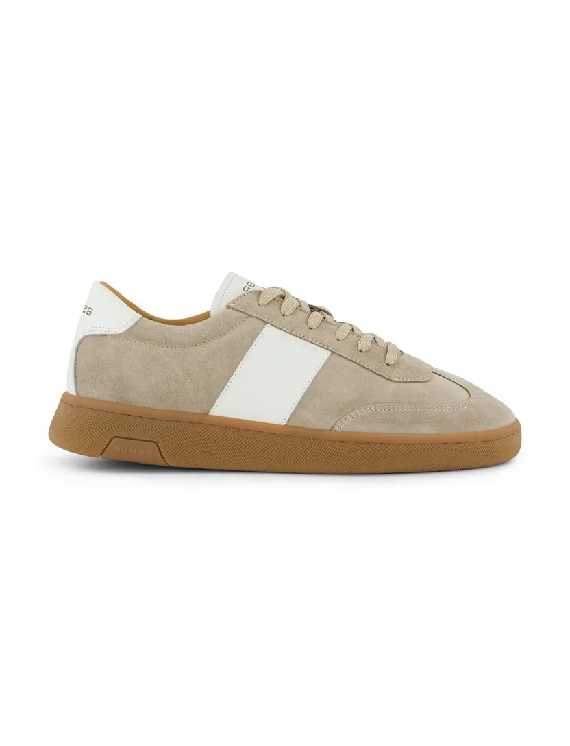 Beige suede sneaker Rehab met wit accent