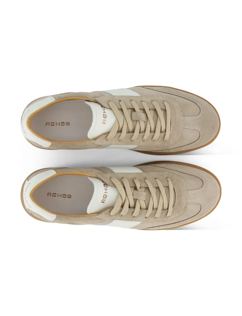 Beige suede sneaker Rehab met wit accent