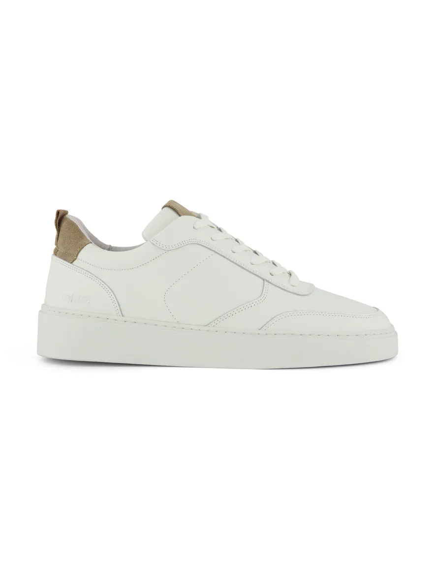 Rehab sneaker wit glad leer beige detail suede