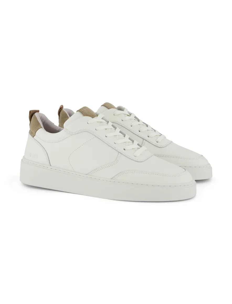 Rehab sneaker wit glad leer beige detail suede