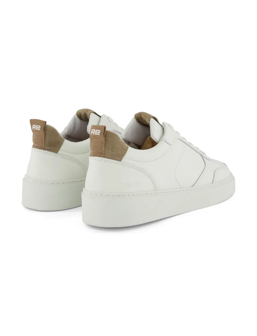 Rehab sneaker wit glad leer beige detail suede