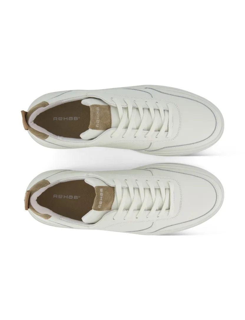 Leren sneaker wit Rehab beige details suede