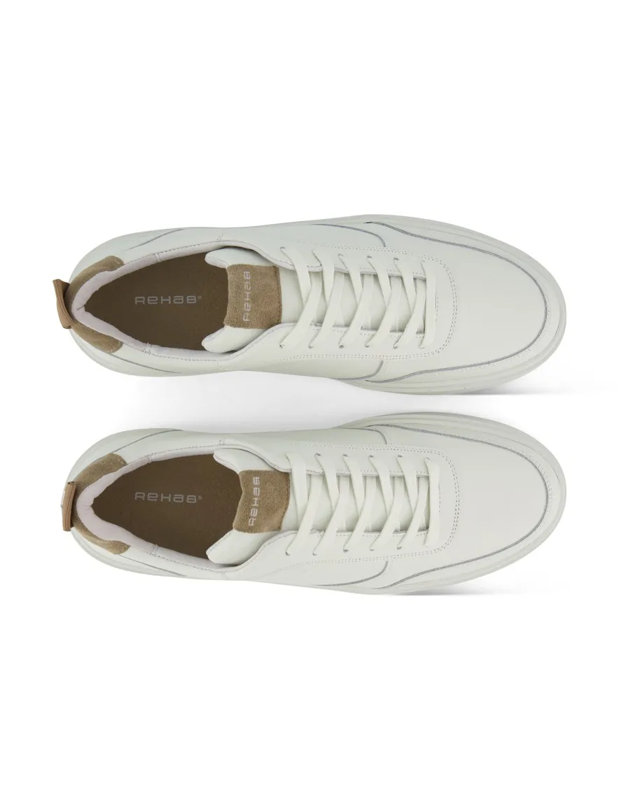 Rehab sneaker wit glad leer beige detail suede