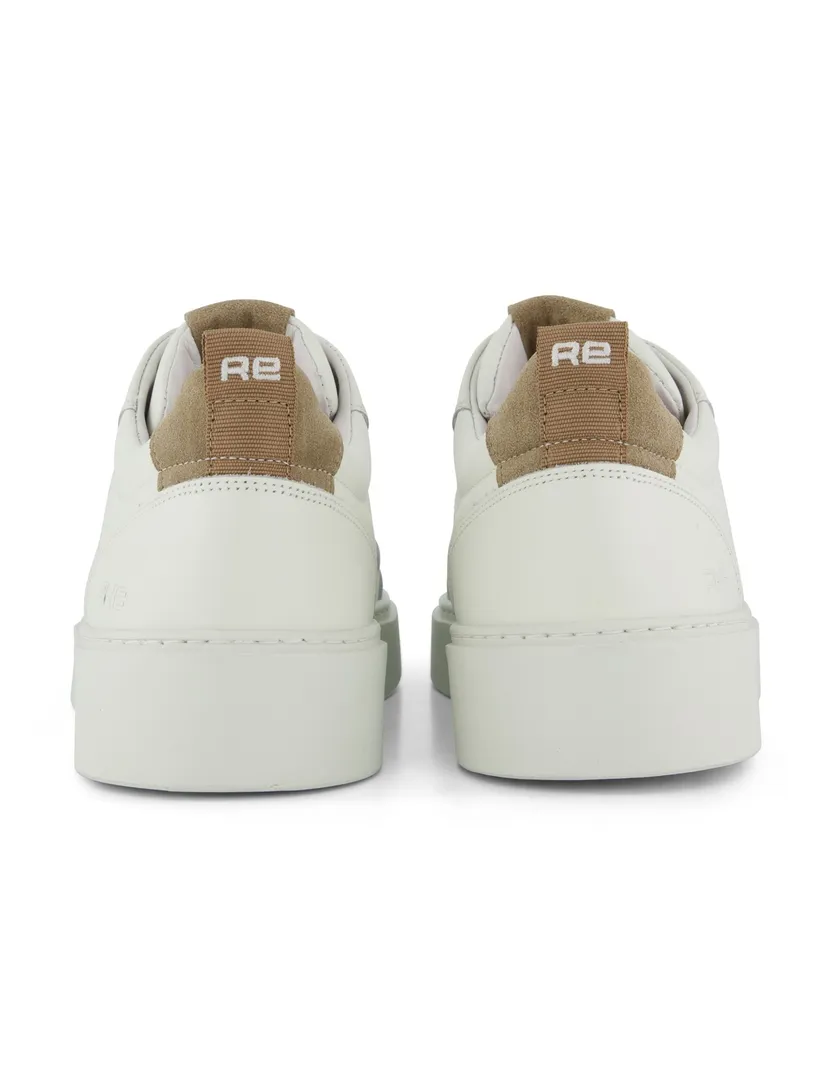 Leren sneaker wit Rehab beige details suede