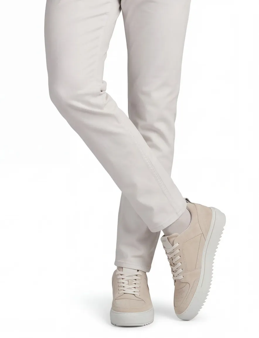 Suede sneaker Rehab beige wit zool grof