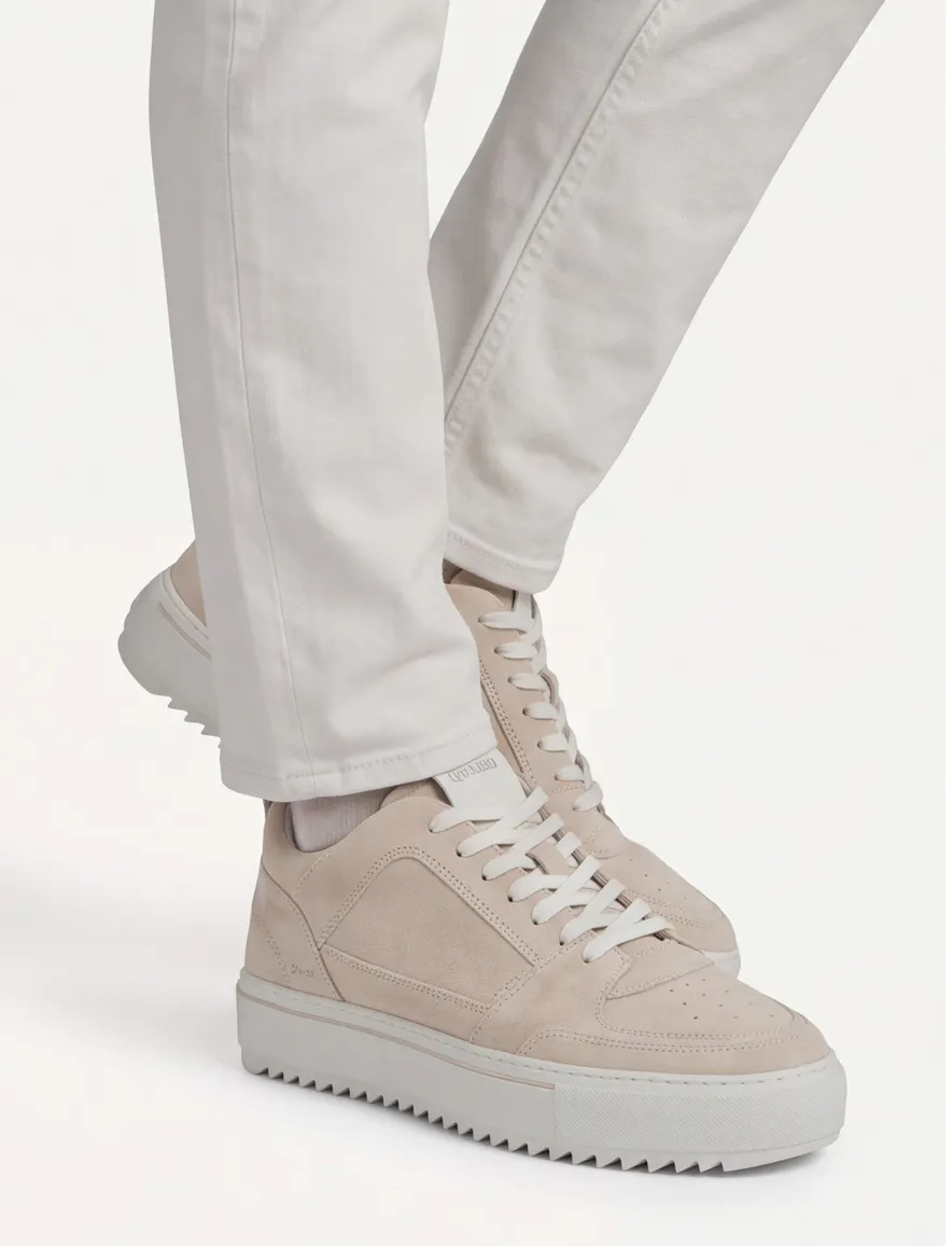 Suede sneaker Rehab beige wit zool grof