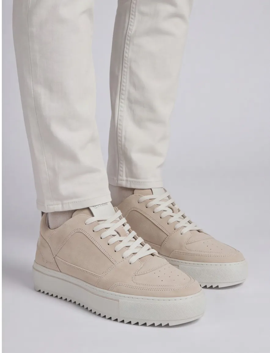 Suede sneaker Rehab beige wit zool grof