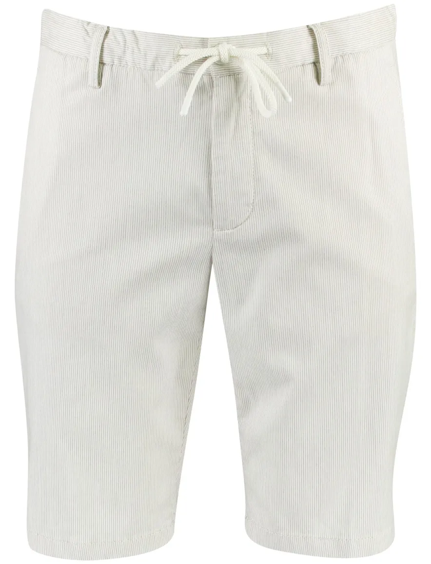Shorts Alberto beige wit gestreept katoen elastische band