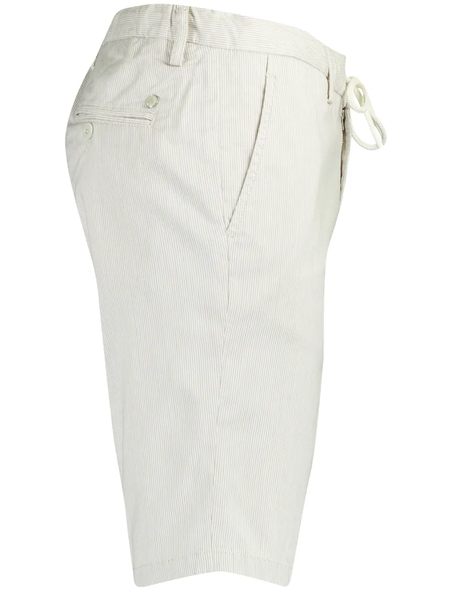 Shorts Alberto beige wit gestreept katoen elastische band