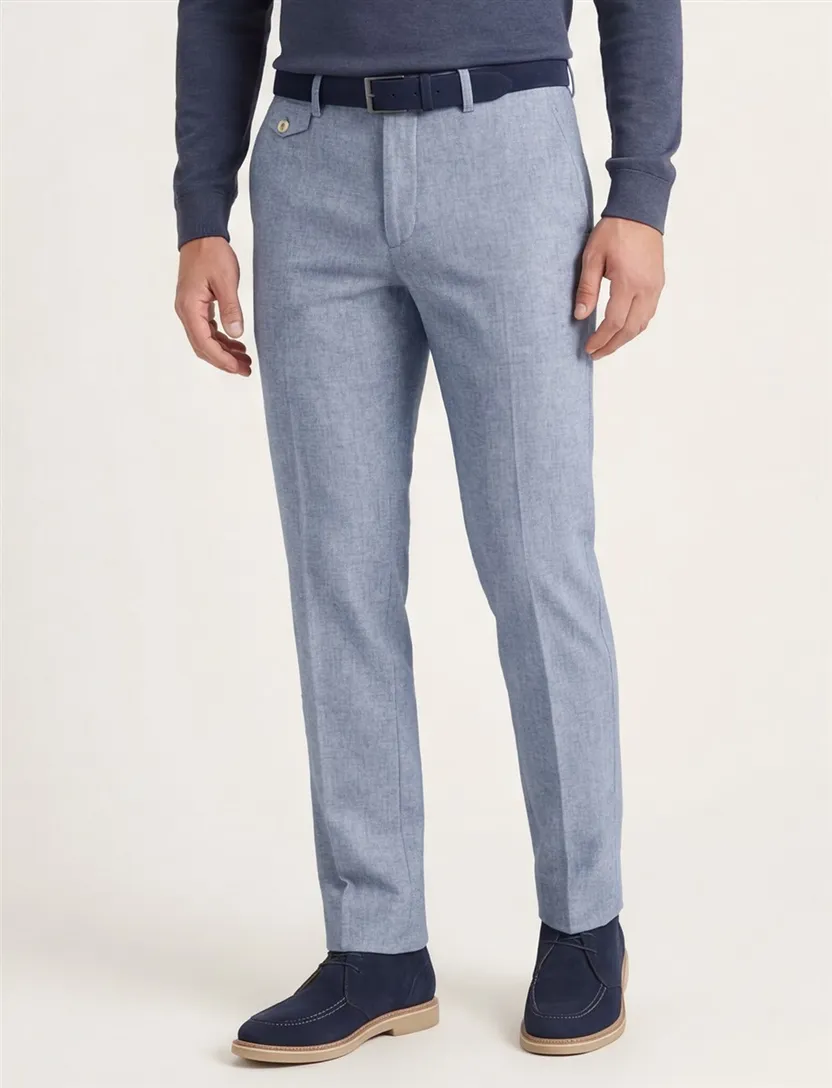 Pantalon Alberto chino lichtblauw slim fit