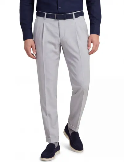 Alberto Pantalon flatfront Alberto grijs wol slim fit