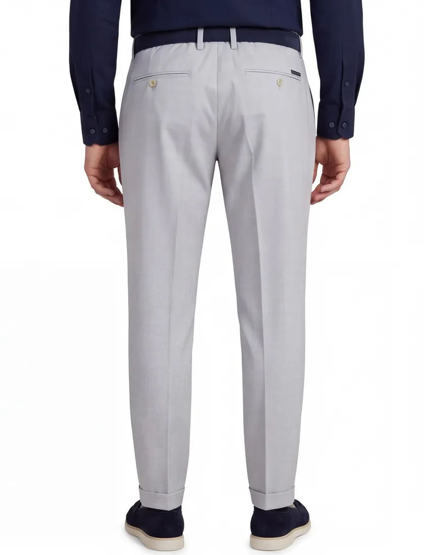 Pantalon flatfront Alberto grijs wol slim fit