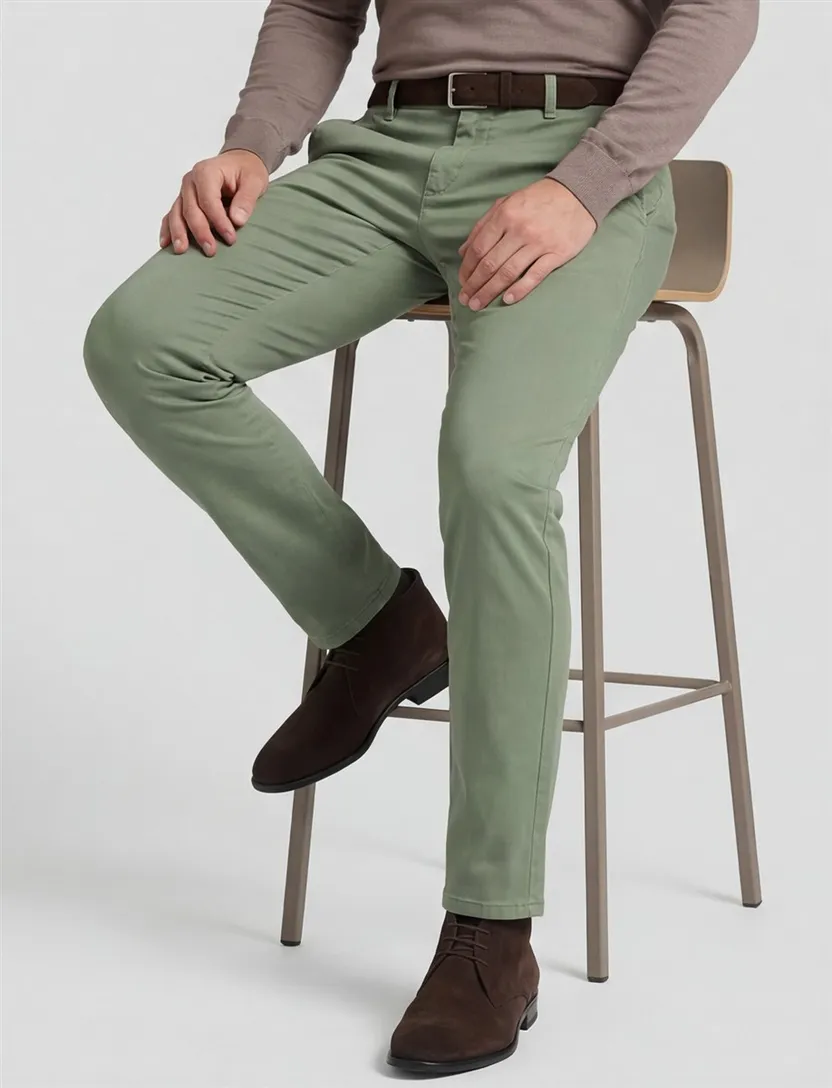 pantalon Alberto Rob chino slim fit groen