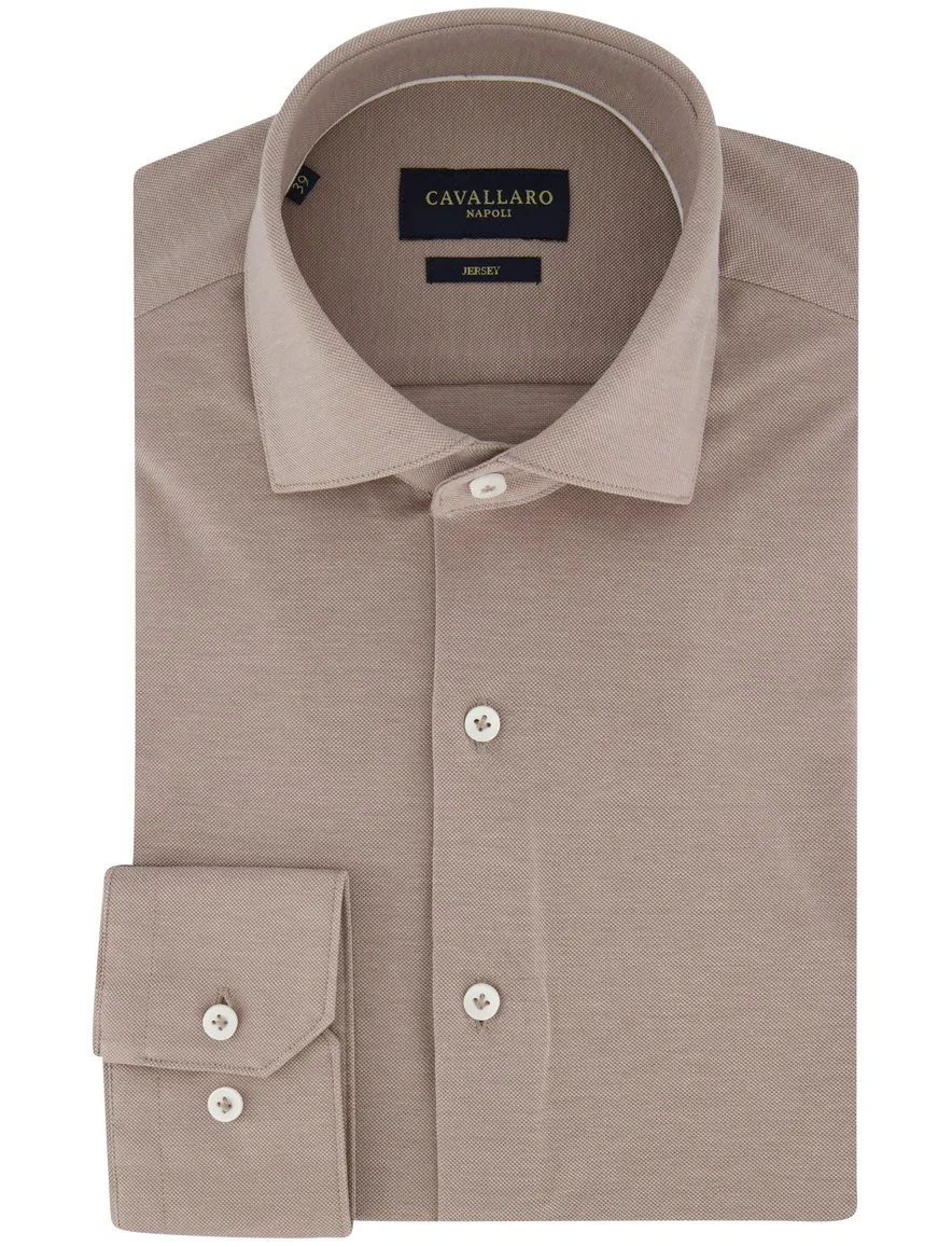 Cavallaro jersey overhemd beige katoen