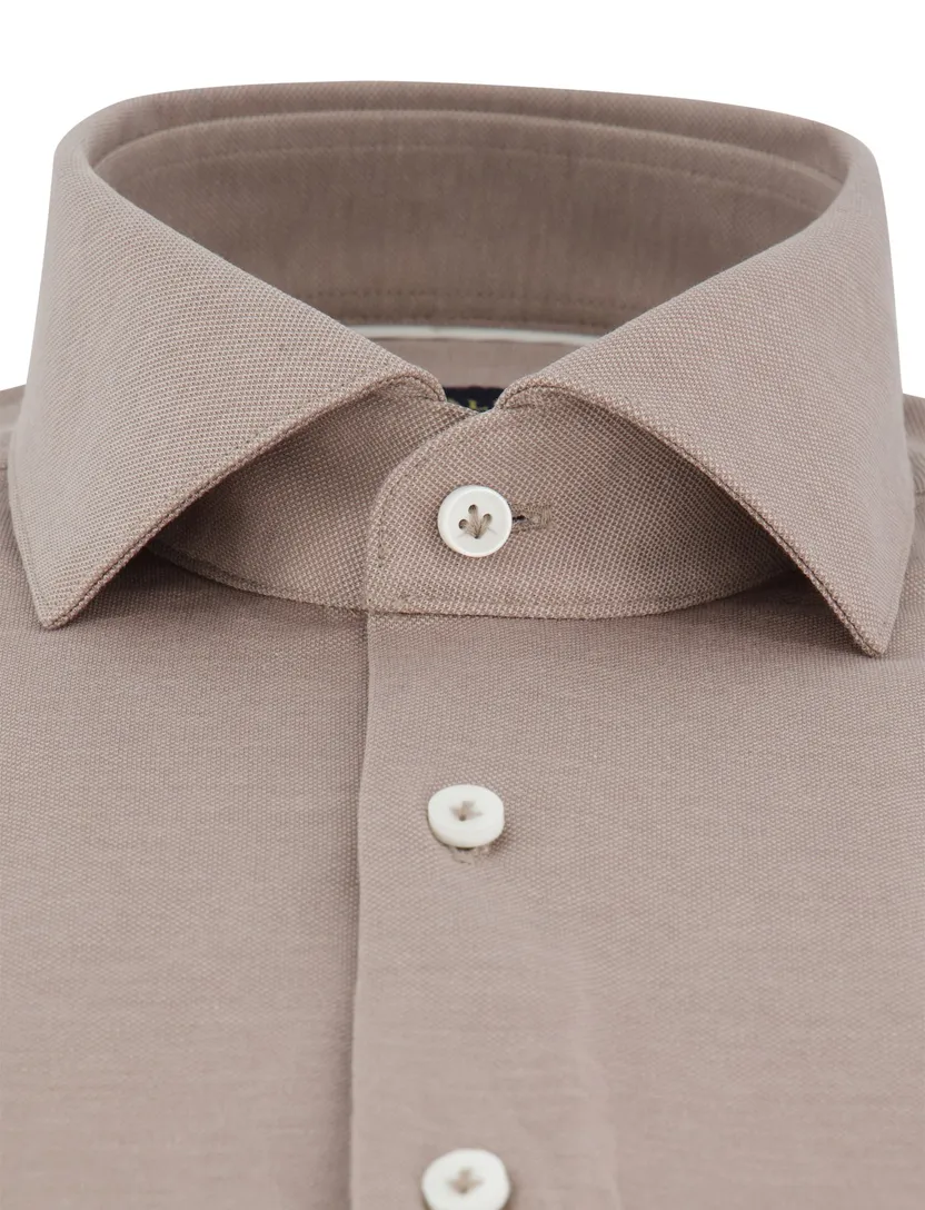 Beige overhemd Cavallaro jersey wide spread