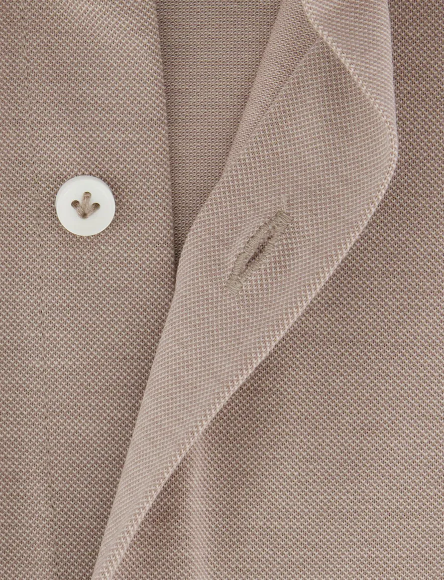 Cavallaro overhemd beige jersey wide spread boord