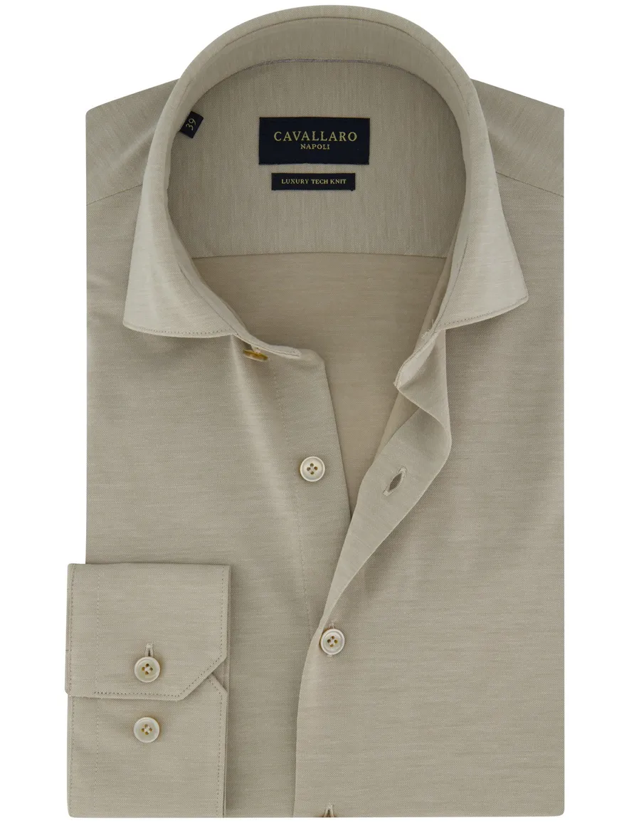 Cavallaro overhemd beige slim fit
