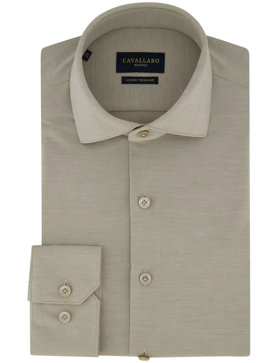 Cavallaro overhemd beige slim fit
