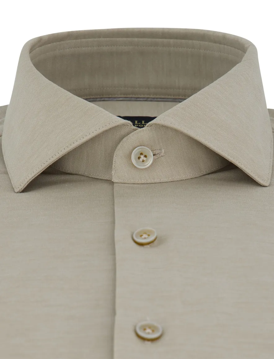 Cavallaro overhemd beige slim fit