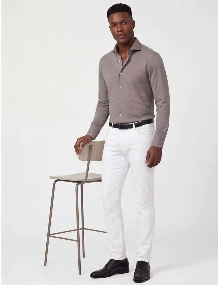 overhemd Cavallaro Compattio grijs slim fit cutaway boord