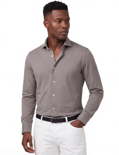 Cavallaro Grijs overhemd Cavallaro Compattio slim fit
