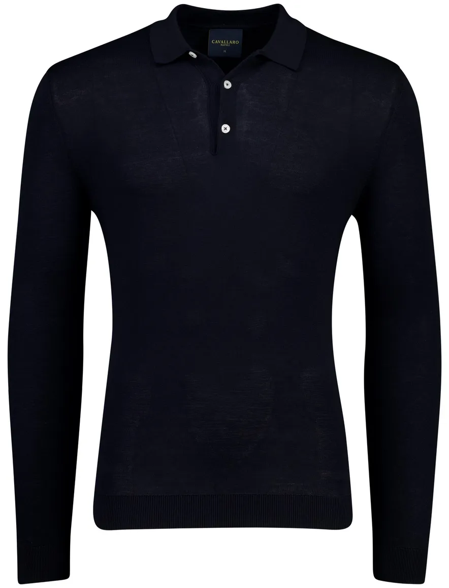 lange mouw poloshirt Cavallaro Teodoro donkerblauw normale fit