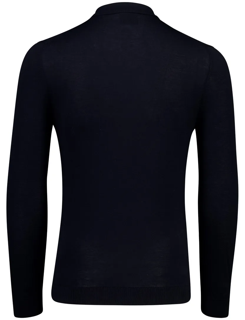 poloshirt 3-knoops Cavallaro Teodoro donkerblauw effen