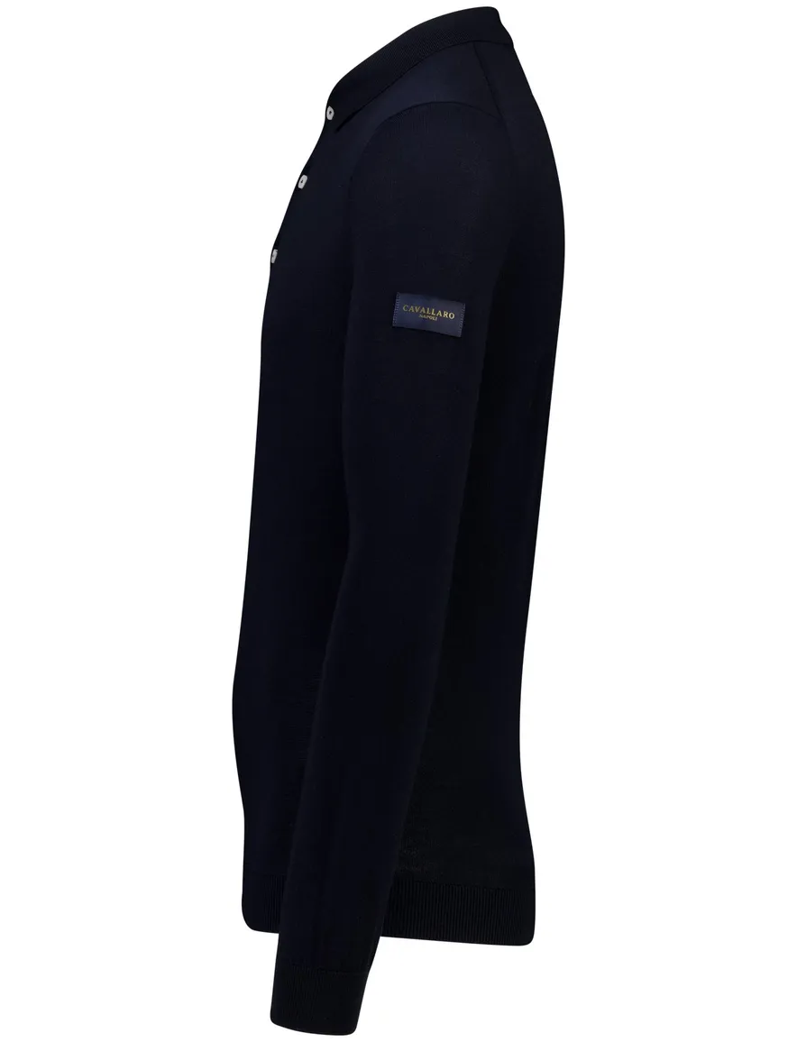 Cavallaro Teodoro Poloshirt donkerblauw lange mouw