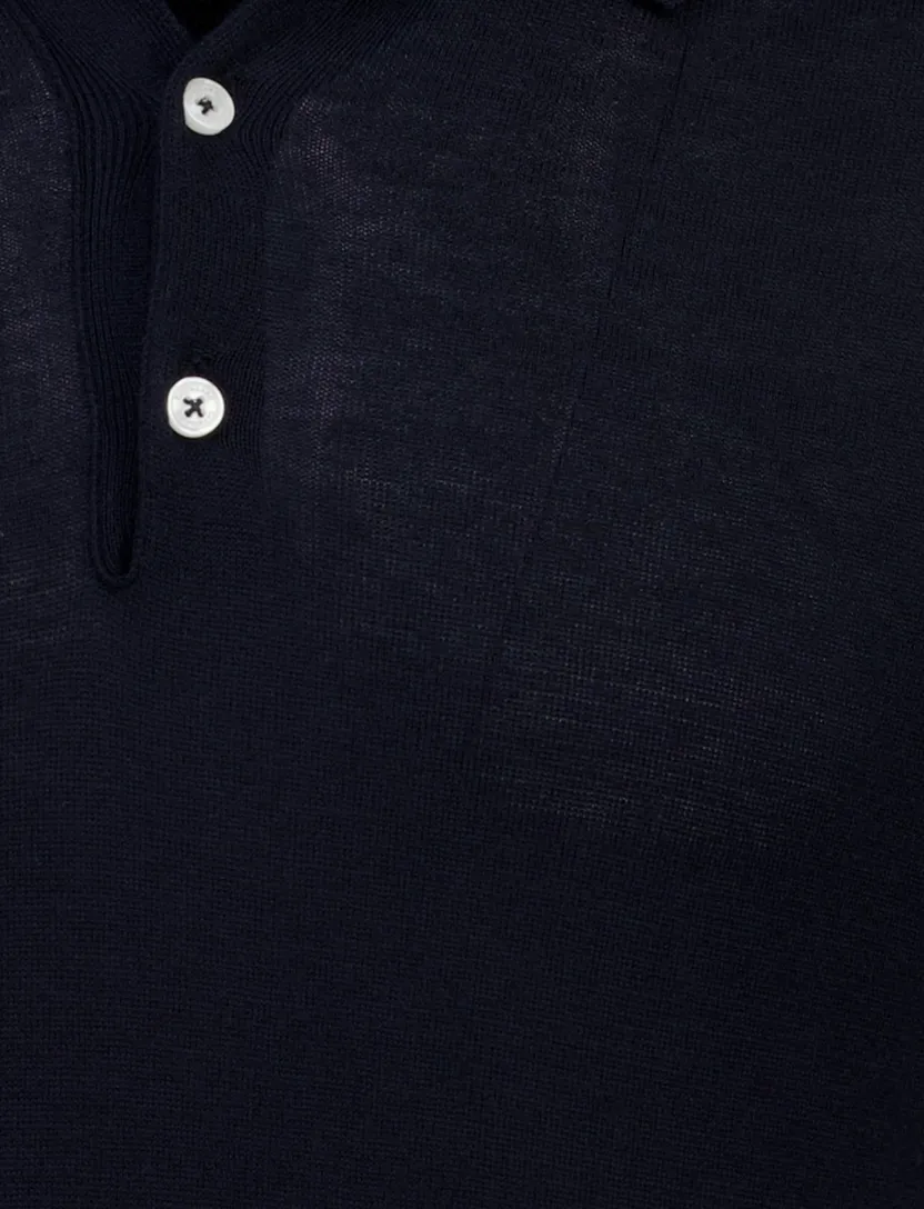 poloshirt 3-knoops Cavallaro Teodoro donkerblauw effen