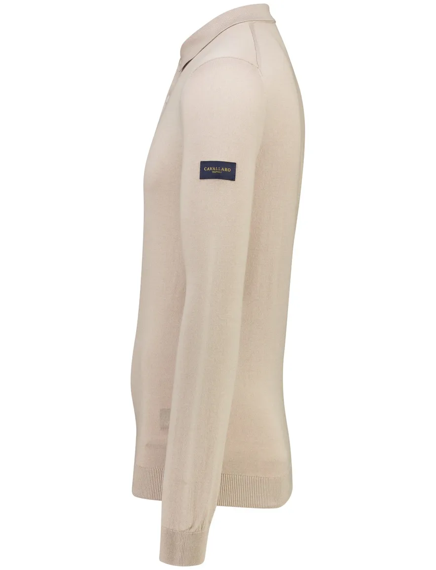 lange mouw poloshirt Cavallaro Teodoro beige normale fit