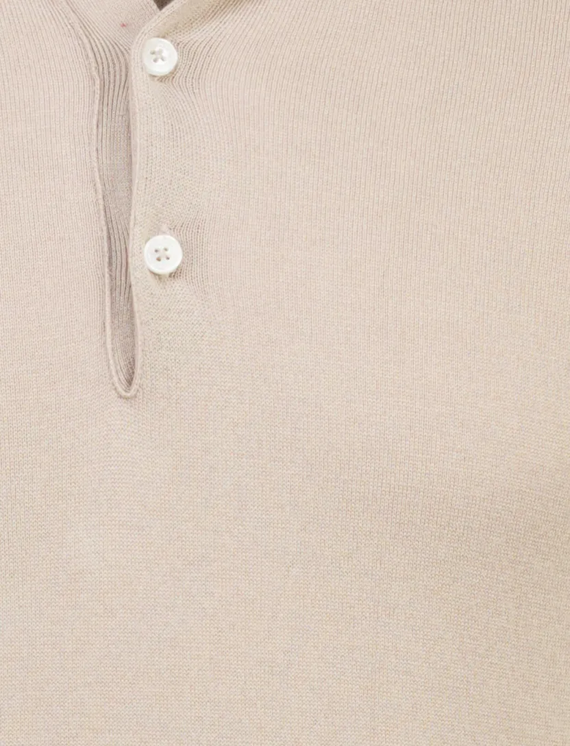 poloshirt 3-knoops Cavallaro Teodoro beige effen
