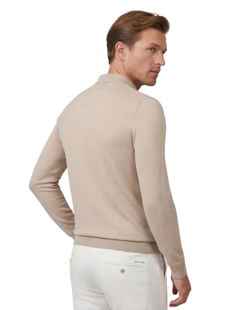 poloshirt 3-knoops Cavallaro Teodoro beige effen