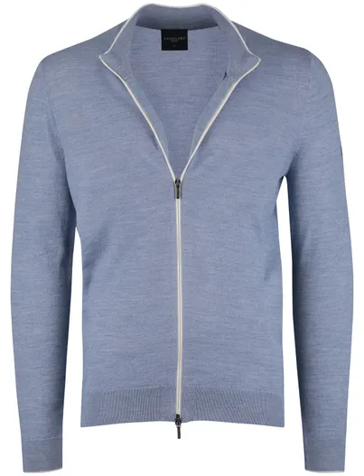 Cavallaro blauwe Cavallaro Fontanio vest witte rits