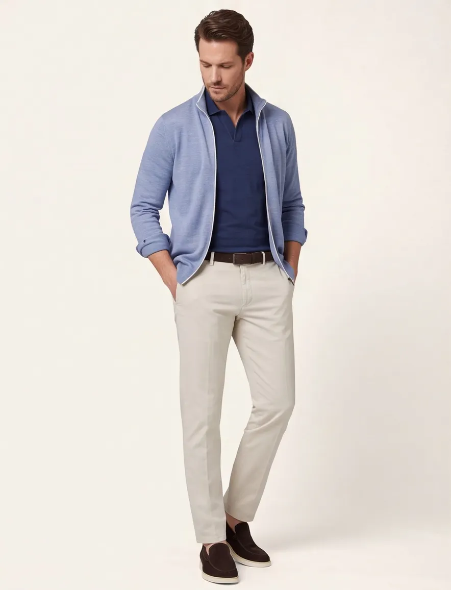 blauwe Cavallaro Fontanio vest witte rits