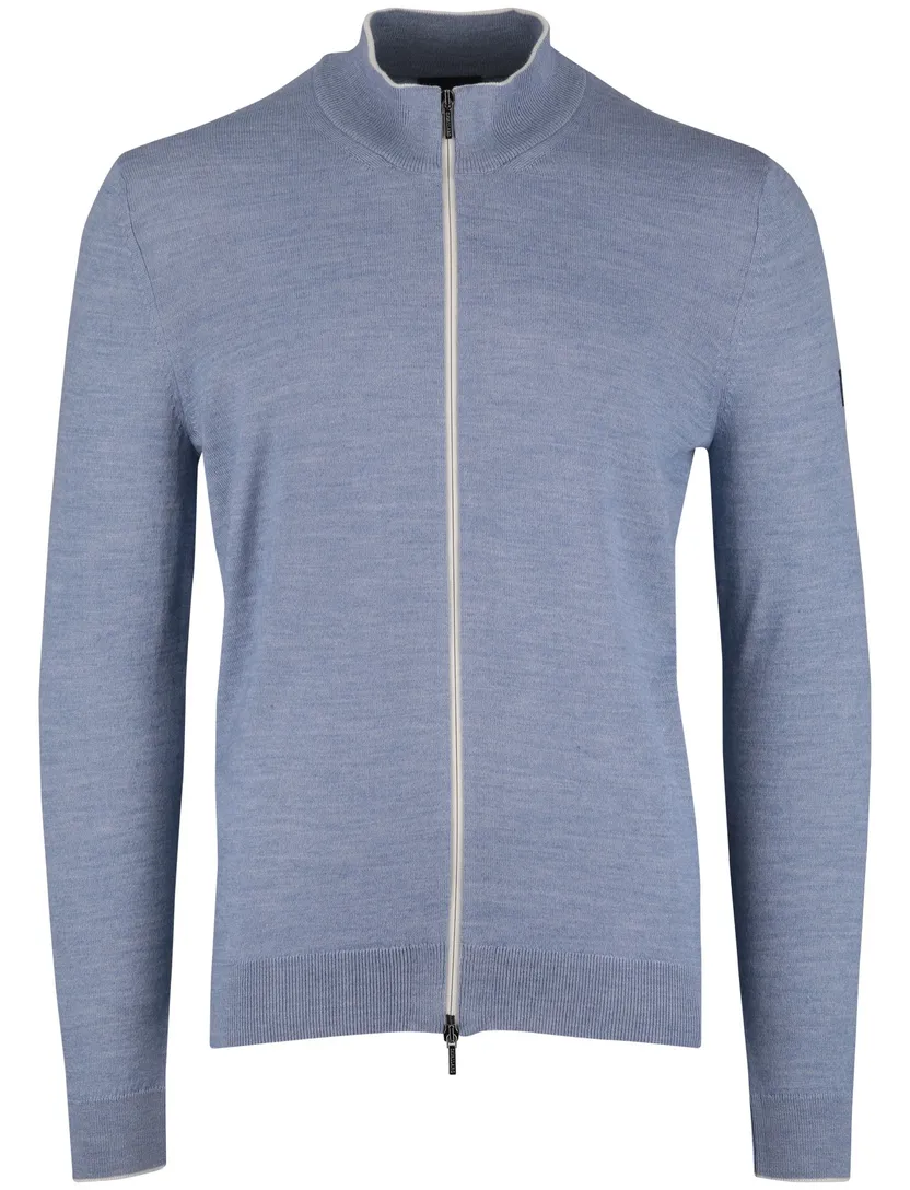 vest Cavallaro Fontanio blauw slim fit witte rits