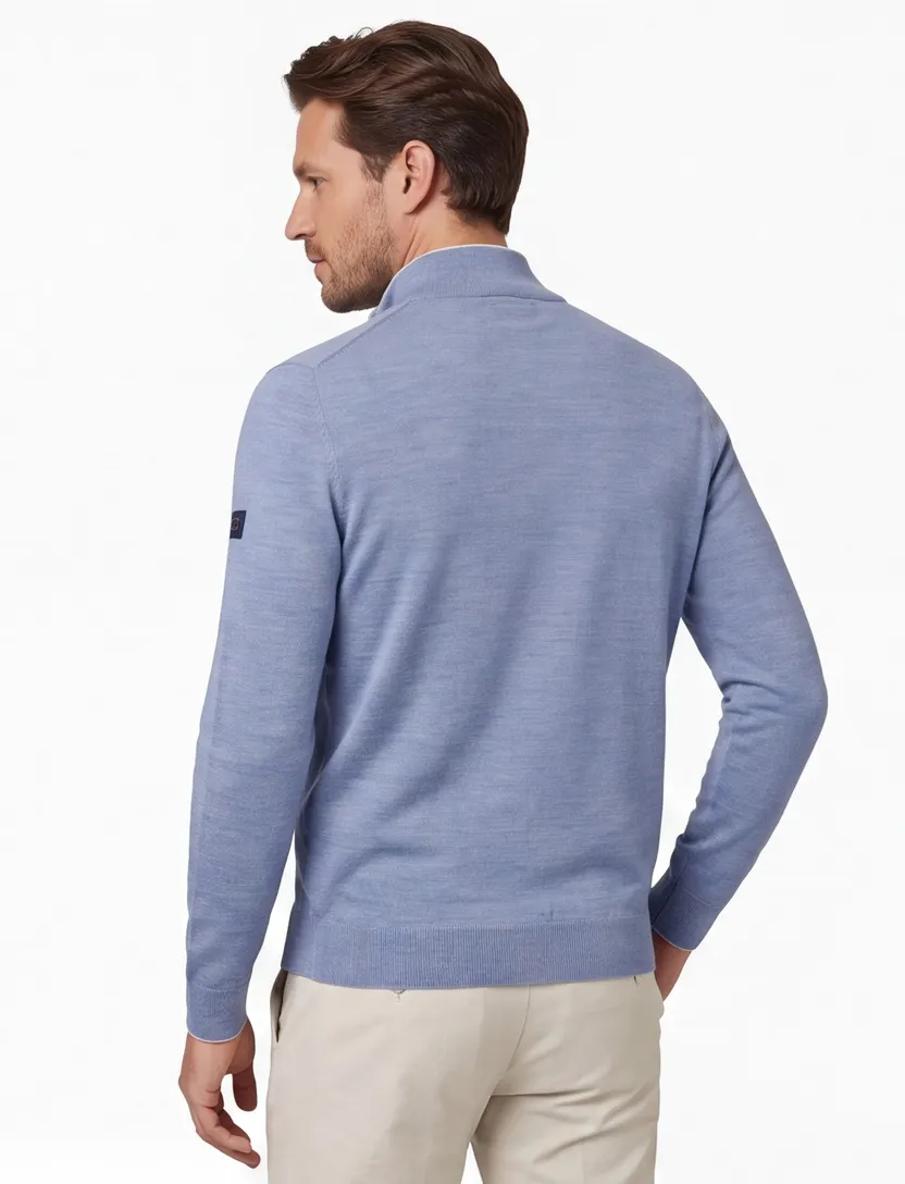 vest Cavallaro Fontanio blauw slim fit witte rits