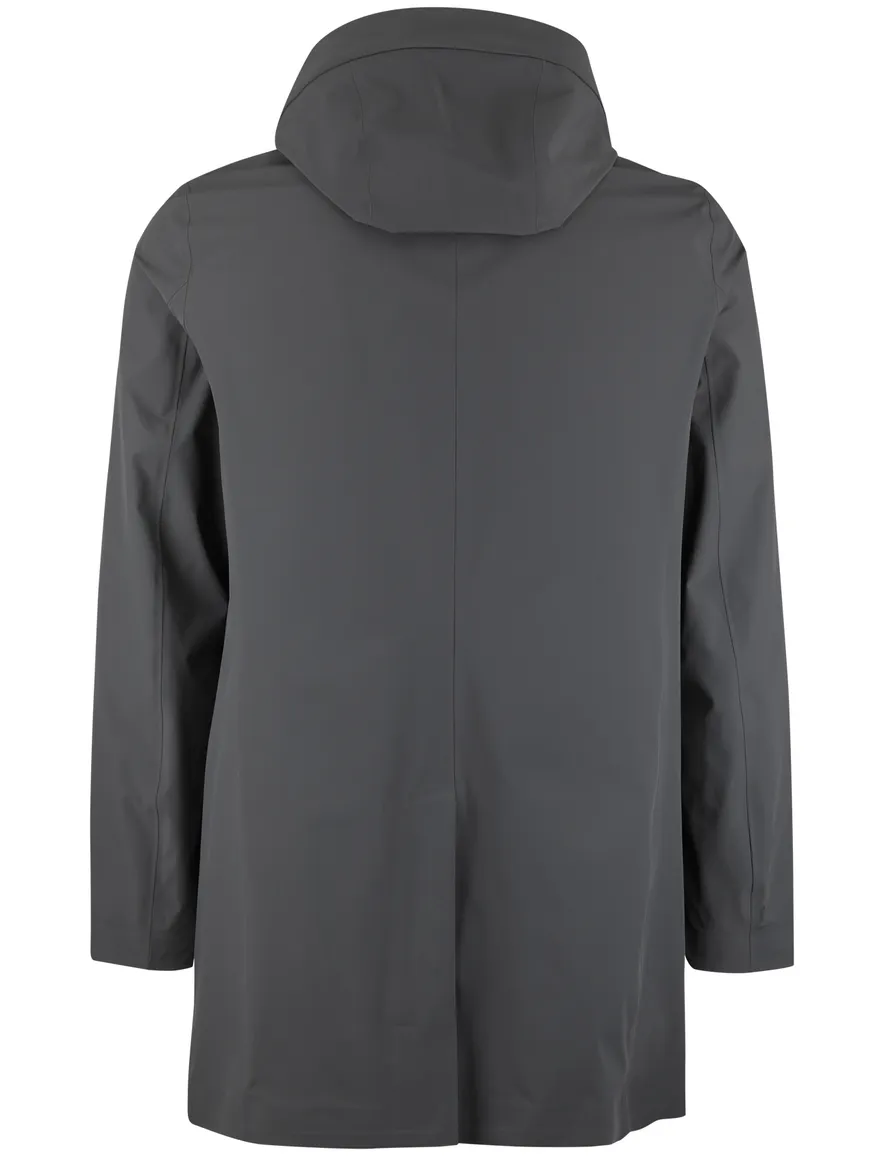 Donkergroene waterdichte parka jas Duno met capuchon