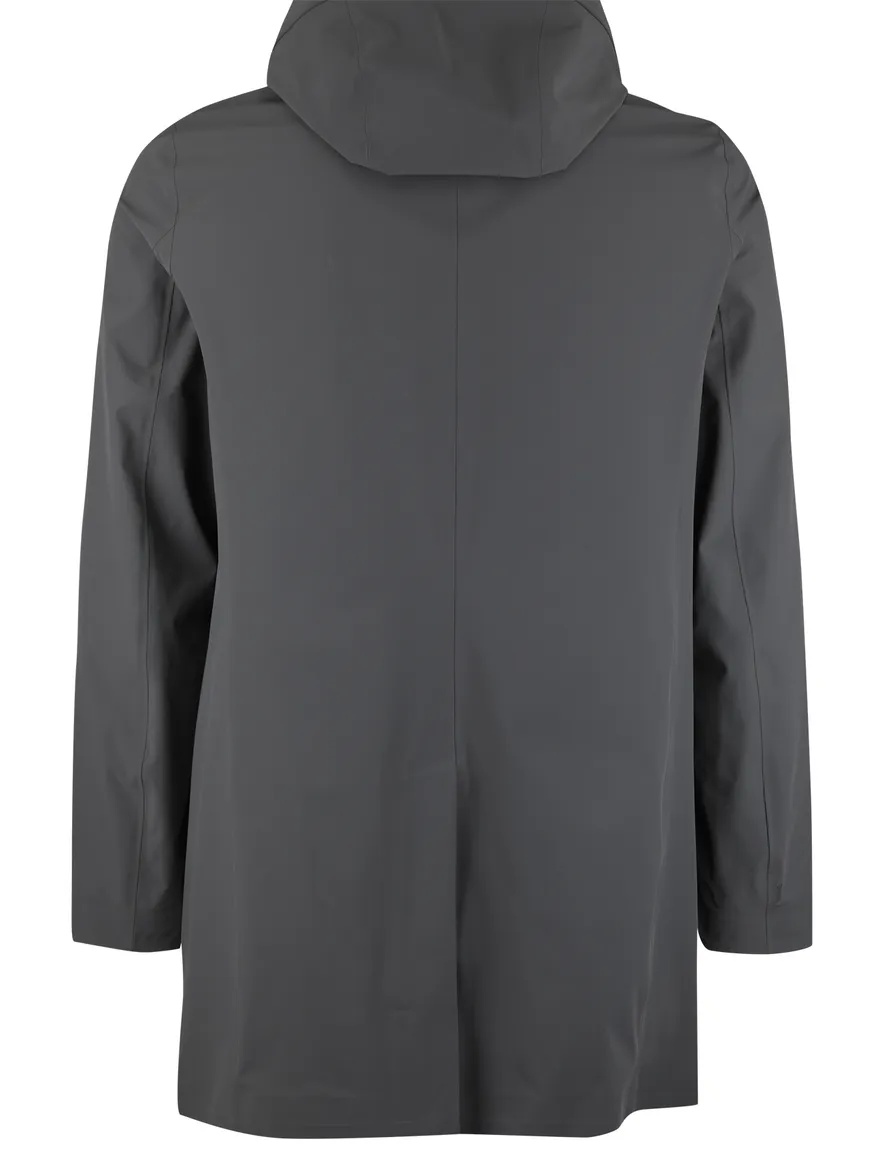 Donkergroene waterdichte parka jas Duno met capuchon