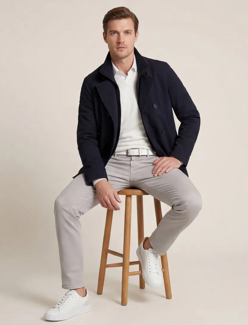Zomerjas Duno donkerblauw manteljas regular fit